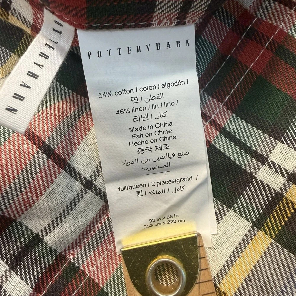 Pottery Barn Denver Red Tartan Plaid Duvet Cover Full/queen Preppy